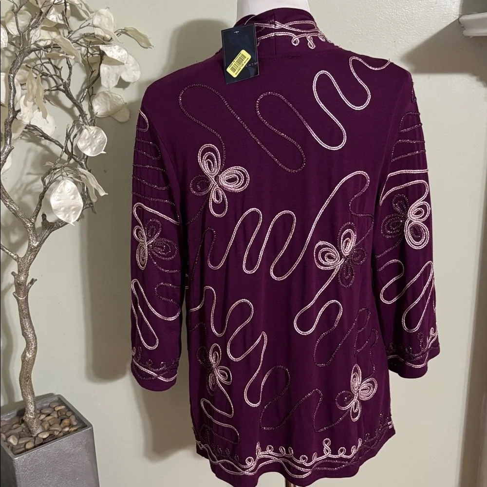 Investments Cardigan Deep Purple Embroidered